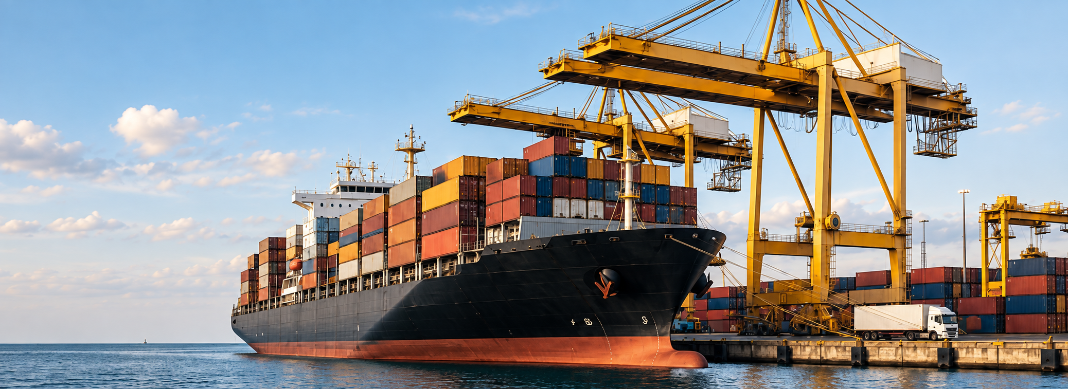 Buque de carga y grúas en una terminal portuaria